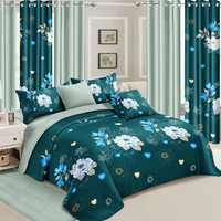 Collection de literie de luxe en gros, design 6 pièces, ensemble de draps, housse de couette et rideaux assortis