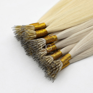 <span class=keywords><strong>U</strong></span> Glamour Nuova Tendenza Extension di Capelli Umani a Doppia Trama Colore Chiaro Lunghezza Intera con Punta Nano - Product Image 4