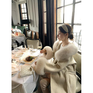 Manteau en laine double face épais à capuche pour femme Lira <span class=keywords><strong>Opera</strong></span>, collection printemps, haut de gamme - Product Image 4