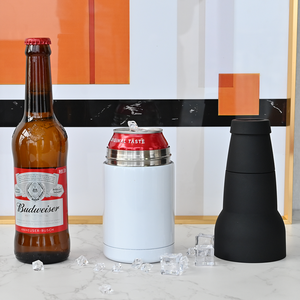 Custom Logo Powder Coated Stainless Steel Slim Can Cooler 2 in 1 Straight Portable Travel 12oz - Product Image 6