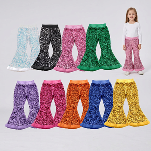 Wholesale Toddler Baby Girls Full Length Casual Colorful <b>Sequin</b> Flare <b>Pants</b> Kids Fashionable Trousers - Product Image 1