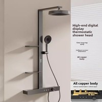 Ensemble de douche mural en laiton brossé de luxe léger chinois avec cartouche céramique à température constante pour salle de bain, eau chaude et froide
