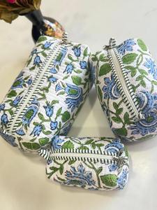 Hot Selling Vintage <b>Large</b> Cosmetic <b>Bags</b> Cotton Quilted Wash <b>Bag</b> Block Printed Handmade <b>Toiletry</b> <b>Bag</b> for Women - Product Image 4