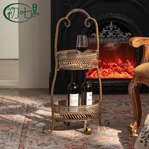 Porte-vin vintage en laiton 50,5x34,5x83cm, présentoir de rangement multi-niveaux pour salon - Product Image 1