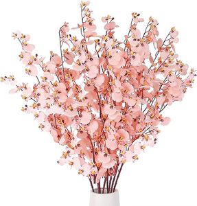 GM Bouquet de fleurs artificielles en orchidées, orchidées réalistes en soie, fausses orchidées orange pour la décoration intérieure et extérieure - Product Image 6