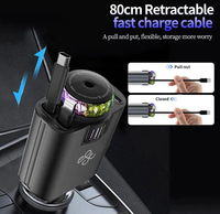 Chargeur de voiture universel 5 en 1, câble rétractable de type C, chargeur iPhone avec aromathérapie, lumière étoilée, chargeur de voiture
