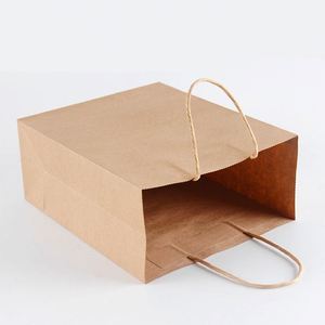 Sacs en papier kraft marron portables et recyclables pour la protection de l'environnement, avec poignées, couleur personnalisée, pour le commerce de gros - Product Image 2