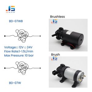 Pompe à eau à diaphragme mini 12V 24V 10 bars, sans huile, auto-amorçante, moteur à balais 60W, 1,5 L/min, durée de vie 1000 heures - Product Image 2