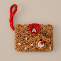 Sac à main en laine fait main en forme de feuille, écologique, pour la fête des pères et le Nouvel An, avec fil flocon de neige, porte-cartes, porte-rouge à lèvres, porte-monnaie, trousse de maquillage