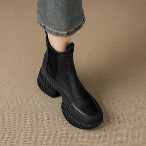 Elegantes Botas Largas Retro para Mujer, Hechas a Mano con Cuero Genuino, Antideslizantes, Impermeables, Duraderas, de Color Sólido, con Punta en Pico, Casuales - Product Image 3