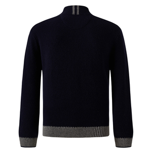 Pull en laine mérinos de haute qualité à col zippé 1/4, tricoté sur mesure, motif rayé, manches longues, pour homme, hiver - Product Image 2