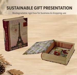 Boîte cadeau personnalisée <span class=keywords><strong>Dr</strong></span>. Box, imprimé vintage Paris, en forme de livre, carton gris, matériaux recyclés, fermeture magnétique, rangement écologique - Product Image 3