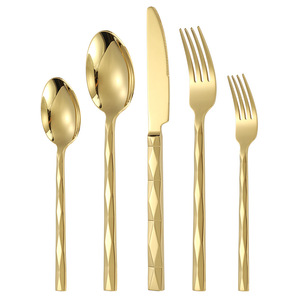 Diamond Shape 304 Stainless Steel Western Cutlery Set Knife <b>Fork</b> Spoon Dishwasher Safe For Hotel Catering Steak Dinner - Product Image 5