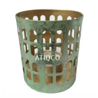 Atiqco Vert Capsule Jali Fer Laiton Votive Titulaire À La Main Élégant Moderne Bougeoir pour La Décoration De La Maison Modèle 788795 Chaude