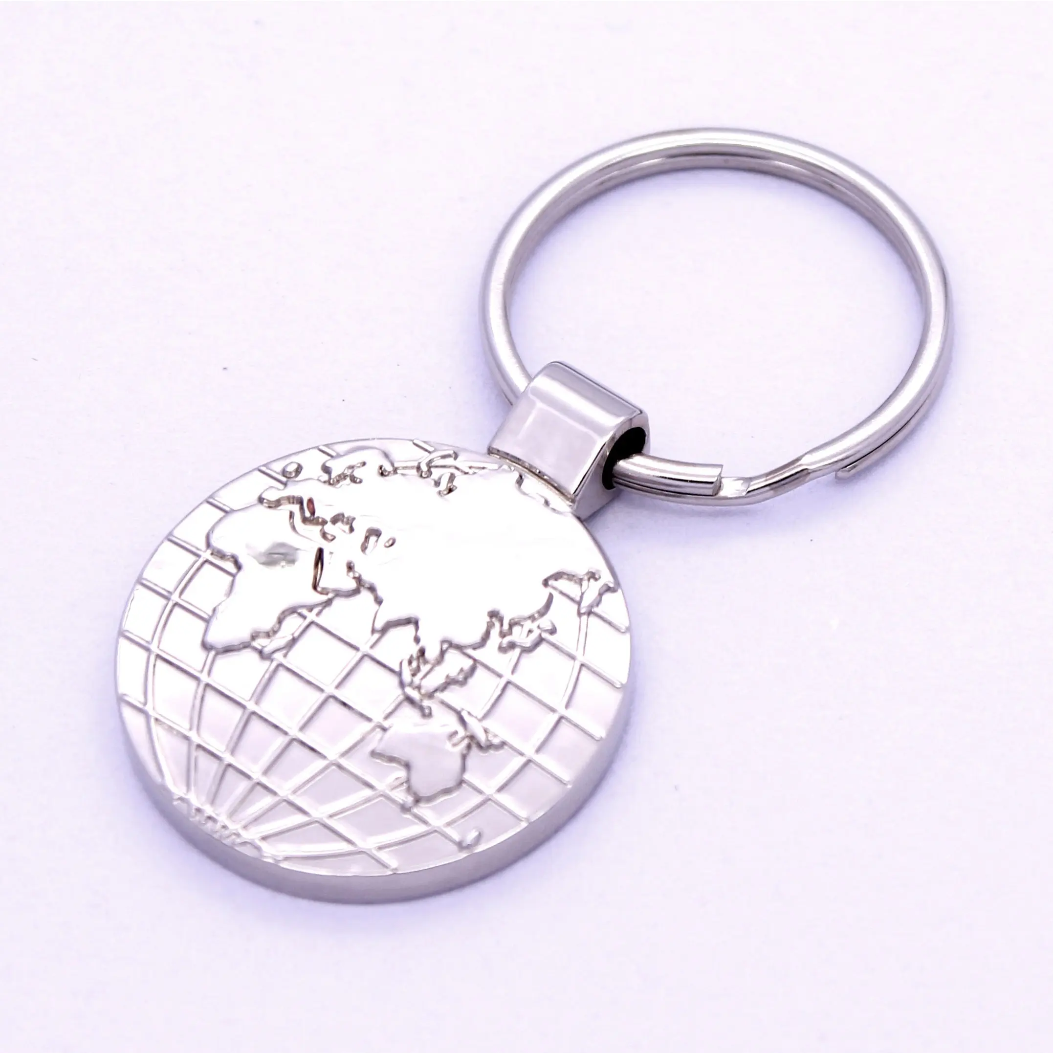 Globe Key Tag Gepersonaliseerde Custom Design Metalen Wereld Globe Glossy Plating Sleutelhanger