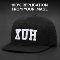 Casquettes Snapback 6 panneaux personnalisées OEM en maille perforée découpée au laser, structurées, vierges, tendance, streetwear, sport, à visière plate