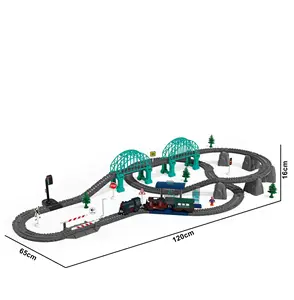 Stad Model 92 Stks Assemblage Elektrische Trein Spoor Speelgoed Diy Bouwstenen Kits Spoorlijn Racebanen Voor Kinderen