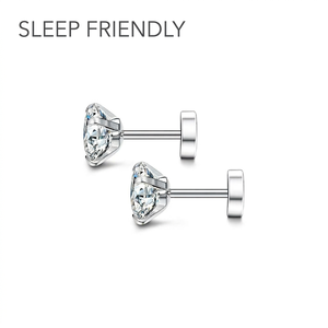 Pendientes de Acero Inoxidable con Circonita Cúbica, Hipoalergénicos, de Acero Quirúrgico, Diseño Plano para Perforaciones de Cartílago, para Mujer - Product Image 4