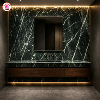 Dalle de marbre vert naturel de qualité supérieure, fabrication sur mesure avec des veines blanches pour comptoir de salle de bain, revêtement mural intérieur