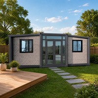 Maison conteneur extensible à double aile, étanche, ignifuge, isolée, préfabriquée, structure en acier pour le camping en extérieur