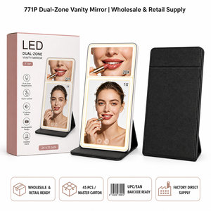 Espejo de Vanidad LED Plegable <span class=keywords><strong>2</strong></span> en 1 de Cuero PU de Lujo MLG con Logotipo Personalizado, Regalo Ejecutivo para Mujeres, Set de Cuidado Personal - Product Image 6
