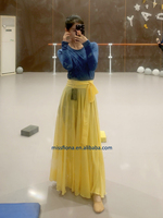Jupe longue de danse classique chinoise en mousseline, double face, 540 degrés, avec ceinture, longueur au sol