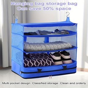 4 Tier Portable Hanging Organizer <b>Bag</b> Wall Mounted Storage Shelf 2 Hooks Extra Capacity Breathable Mesh Waterproof for Bedroom - Product Image 2