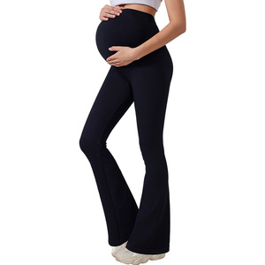 Maternity High Waist Yoga Pants Black High Elasticity Straight Fit For Pregnancy Supportive Non Constricting - Product Image 3