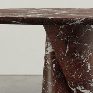 Tavolo da pranzo in marmo di lusso Rosso italiano Levanto tavolo artistico rotondo di design per le case moderne - Product Image 4