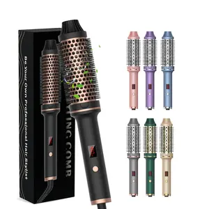 Nova Atualização Viajando Volume Curls Display Digital Tourmaline Ionic Hair Curler Elétrica Curling Iron Escova Térmica