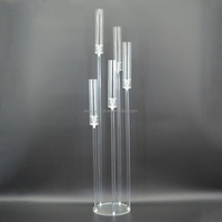 Chandeliers modernes à 5 bras en verre acrylique transparent Bougeoir décoratif Centres de table de mariage pour les décorations de fêtes et d'événements