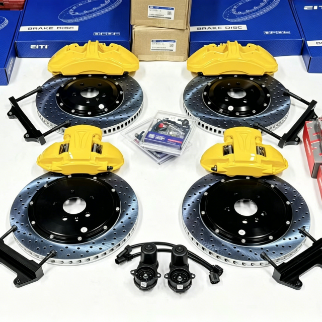 Big 6 Piston Racing Brake Caliper Kit with Brake Disc for BMW X3 Audi Q5 Q7 VW Honda Toyota Tesla Porsche Ford Mustang Explorer