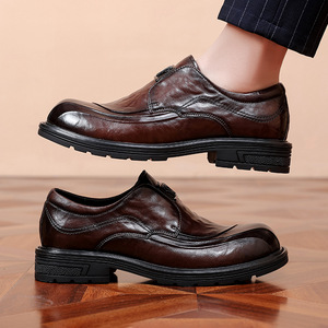 New Summer Collection <b>Men's</b> Business Dress Shoes with Thick Soles and <b>Heels</b> Casual Leather Shoes Genuine Leather Breathable - Product Image 4