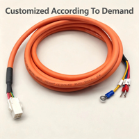 Câble d'alimentation servo OEM DC-03-810 sur mesure, orange, avec communication série RS232, connecteur blanc et bornes à sertir annulaires