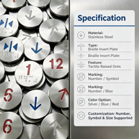 Plaque d'insertion de bouton d'ascenseur en braille en acier inoxydable avec numéros/symboles personnalisés, étiquette tactile pour panneaux accessibles