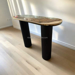 Mesa Consola Negra Convertible de Estilo Nórdico Moderno, Estructura de Acero Inoxidable Dorado, Muebles de Comedor, Uso en Apartamentos y Casas de Campo, <span class=keywords><strong>KIKA</strong></span> - Product Image 2