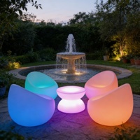 Table de bar ronde à LED et ensemble de chaises de loisirs pour balcon extérieur, mobilier LED moderne et luxueux, vente chaude directe usine