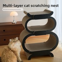 Lit-griffoir pour chat Winners en carton ondulé, grand format en forme de gourde, design détachable, surface incurvée, espace lounge multi-niveaux