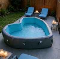 Piscine gonflable en forme de cœur - Piscine en PVC pour enfants et adultes, utilisation en extérieur