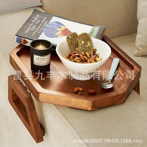 Jiufeng Wooden <b>Sofa</b> <b>Tray</b> Irregular Shape Foldable Armrest Snack <b>Tray</b> For Lazy <b>Sofa</b> Storage Box - Product Image 1