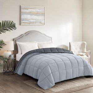 Lightweight Reversible Bed Comforter <strong>King</strong> <strong>Size</strong> All-Season <strong>Duvet</strong> Insert Soft Cozy Dark Gray &amp; White Quilted Cover for Home Hotels - Product Image 5