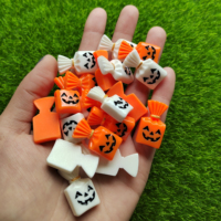 Halloween Resin Charms 100Pcs Hiasan Mini Resin Bentuk Labu dan Permen untuk Dekorasi Halloween Kerajinan DIY Dekorasi Slime