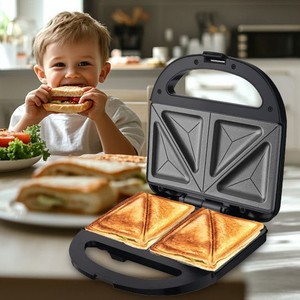 Sandwichera eléctrica con calentamiento de doble cara y función para mantener el calor, para uso doméstico en la cocina. - Product Image 1