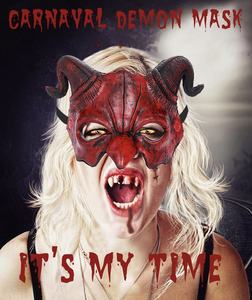 Conjunto de media cara de Halloween Cross Border Carnival Party Maquillaje Disfraz Props PU Espuma Cuerno Máscara de demonio - Product Image 6