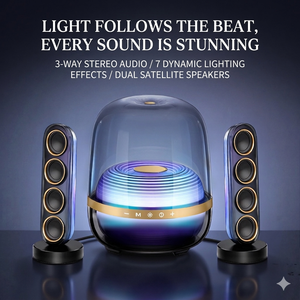 ลำโพงบลูทูธไร้<span class=keywords><strong>สาย</strong></span> Crystal Design <span class=keywords><strong>2</strong></span> <span class=keywords><strong>1</strong></span> พร้อมยูนิตเสียงเบสแบบแอคทีฟ  ลำโพงซาวด์บาร์ <span class=keywords><strong>2</strong></span> ตัว กำลังขับ 130 วัตต์ ระบบซิงค์เสียง 360 องศา พร้อมไฟหลากสี - Product Image 4