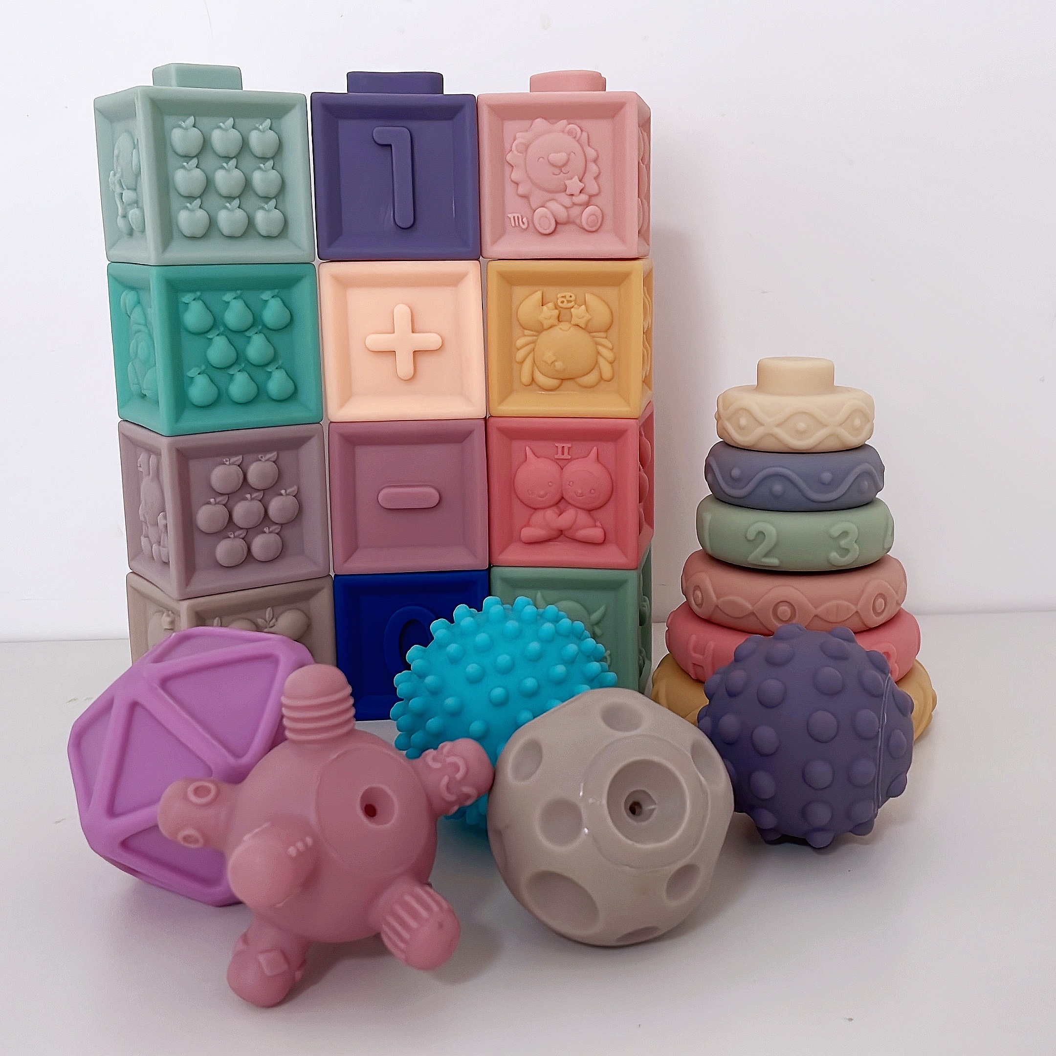 3 в 1 для укладки игрушка Монтессори игрушки для детей от 6 до 12 месяцев мягкие укладки строительные блоки