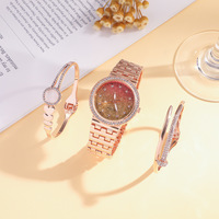Nouvel ensemble de montres et bijoux tendance 3 pièces/ensemble, montre à quartz créative et exquise avec bracelet en maille, coffret cadeau pour femme