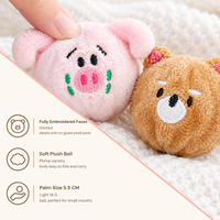 Jouet interactif pour chien en peluche couineuse avec logo personnalisé OEM ODM, visages d'animaux brodés, 5,5 cm, assortiment de jouets à mâcher pour animaux de compagnie, vente en gros