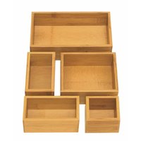 Lot de 5 organiseurs de tiroirs en bambou, durables et classiques, pour ustensiles de cuisine, rectangulaires, avec technique de laque durable, fournis directement par l'usine