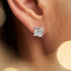 Orecchini a perno quadrati classici da donna con strass in cristallo, gioielli geometrici in lega per feste - Product Image 2